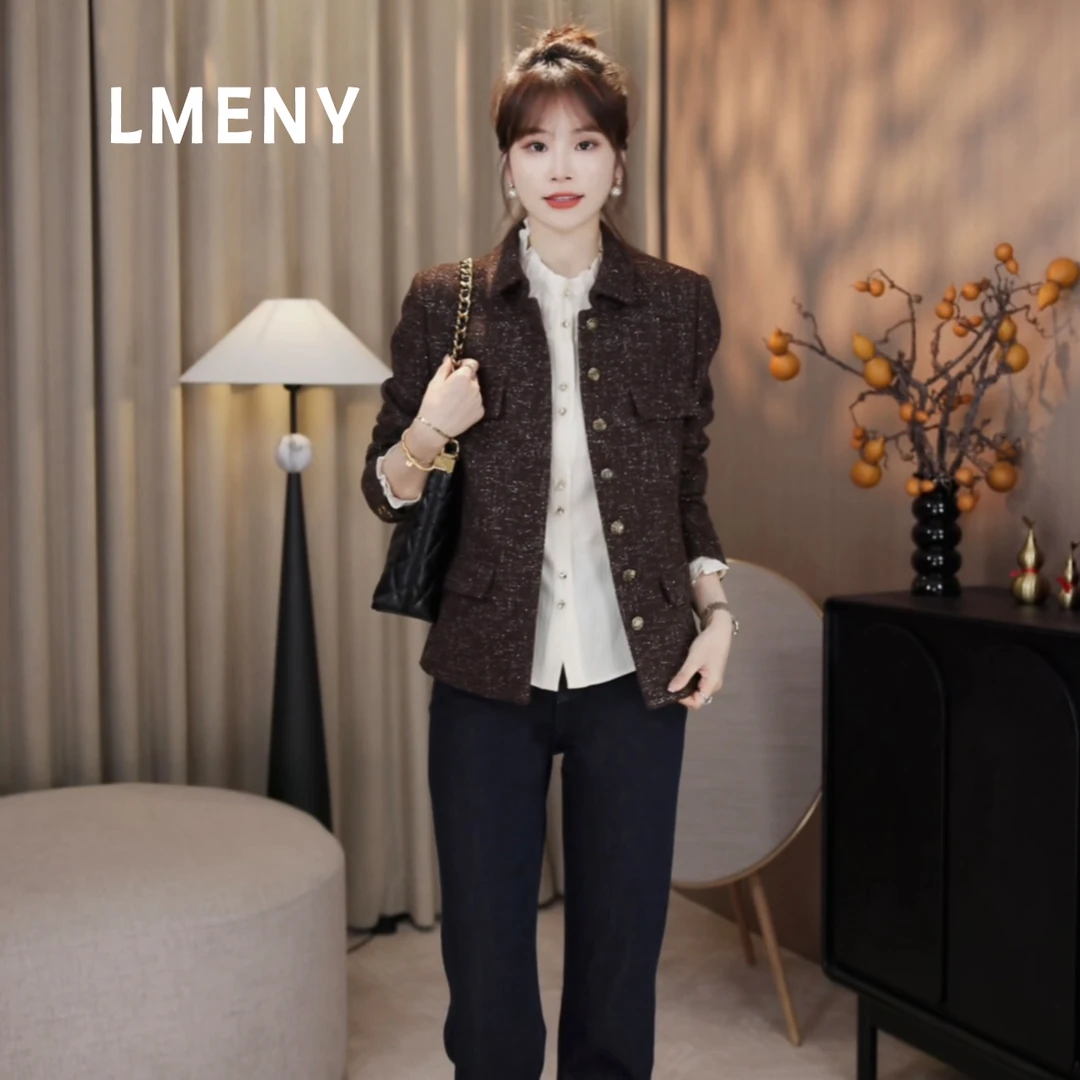 LMENY“伯爵小香”琥珀~重工粗花呢细闪金扣小香风羊毛外套25CW034