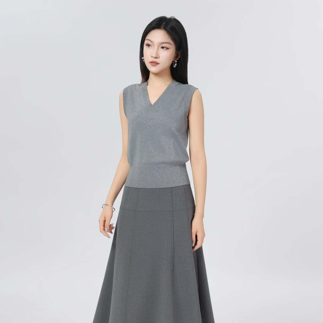 AMASS/阿玛施新款马甲女时尚百搭轻奢简约日常针织上衣538062