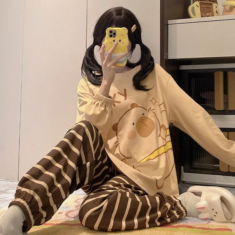 儿童睡衣女款春秋薄款纯棉长袖2025新款女童公主风女孩家居服套装