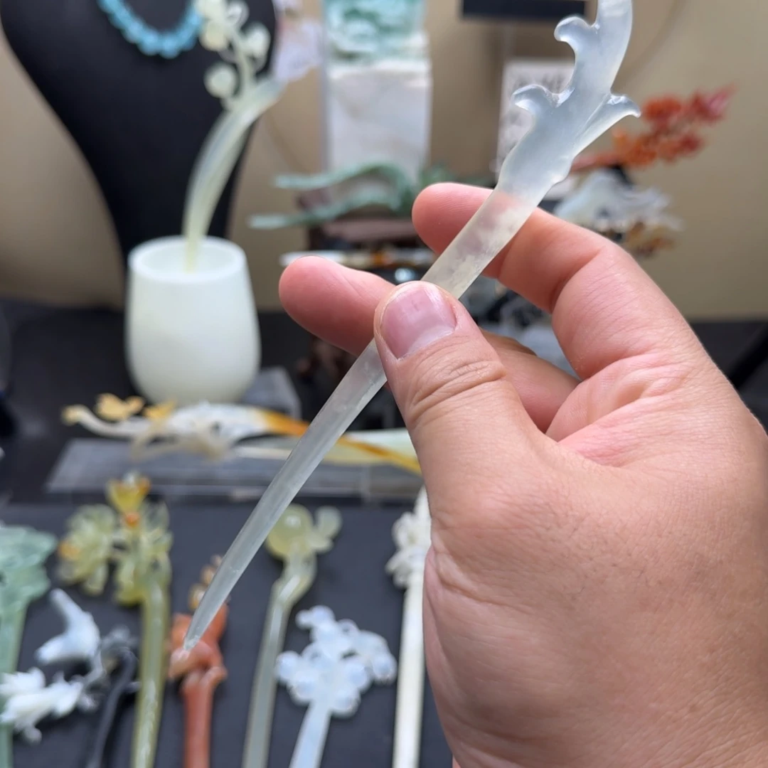 岫玉未镶嵌发饰明君玉簪就是好看