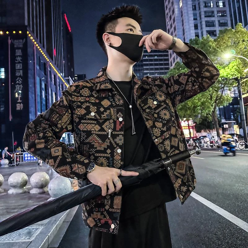 民族风牛仔外套男潮牌牛仔衣2025新款上衣春秋季痞帅休闲牛仔夹克