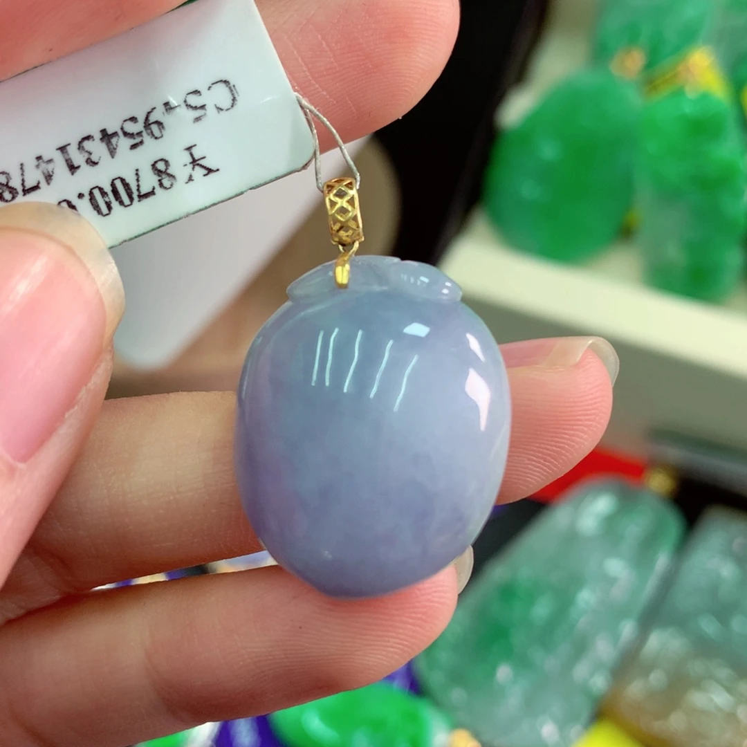 吊坠(不含链)18K金镶嵌翡翠
