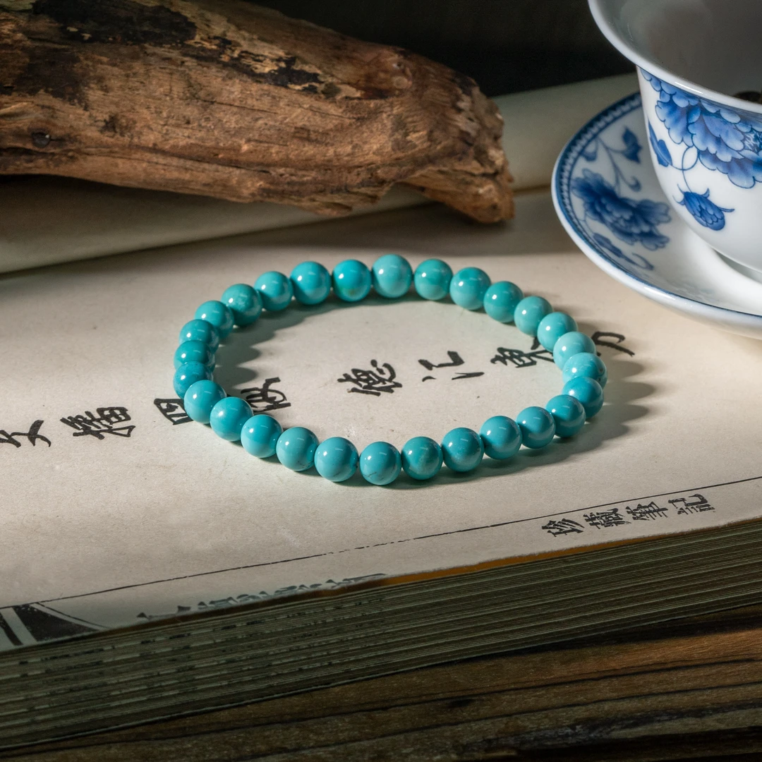 【世间臻宝】传承品高瓷绿松圆珠手串/SQ102/多样性发一件