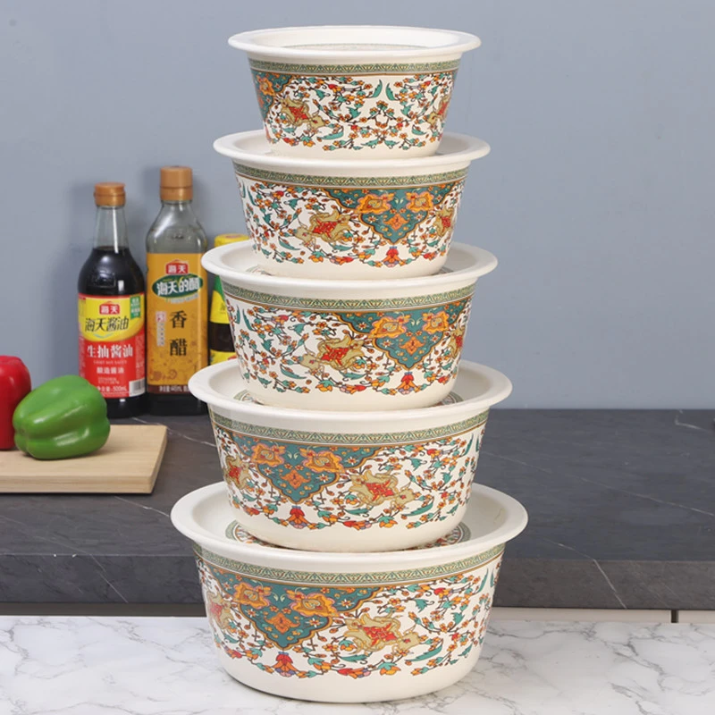 质量改良款欧丽家珐琅搪瓷盆搪瓷盖盆面盆汤盆猪油盆搅拌盆可明火