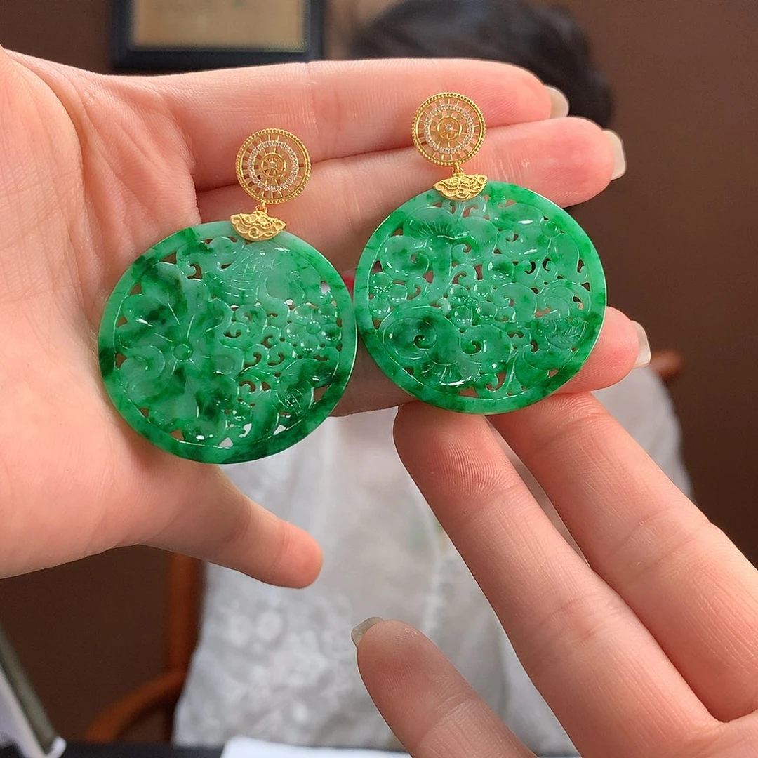 翡翠18K金镶嵌耳饰淇*君耳饰