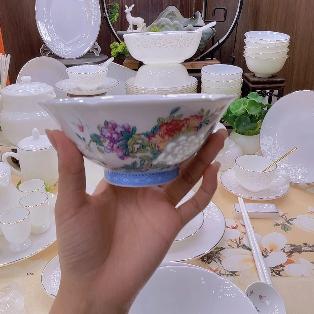 玉瓷冰艳玲珑米饭碗1个