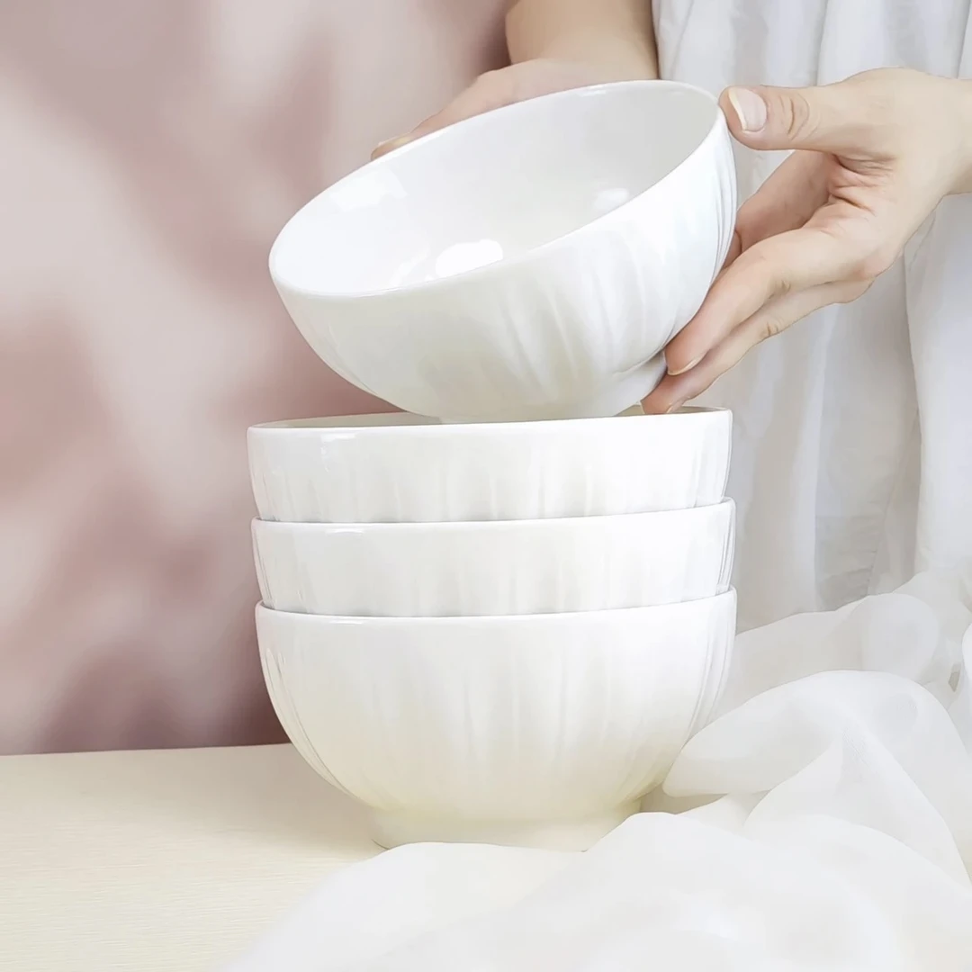 【工厂直发】金瓜4.5英寸碗10个新骨瓷米饭碗陶瓷釉下彩家用餐具