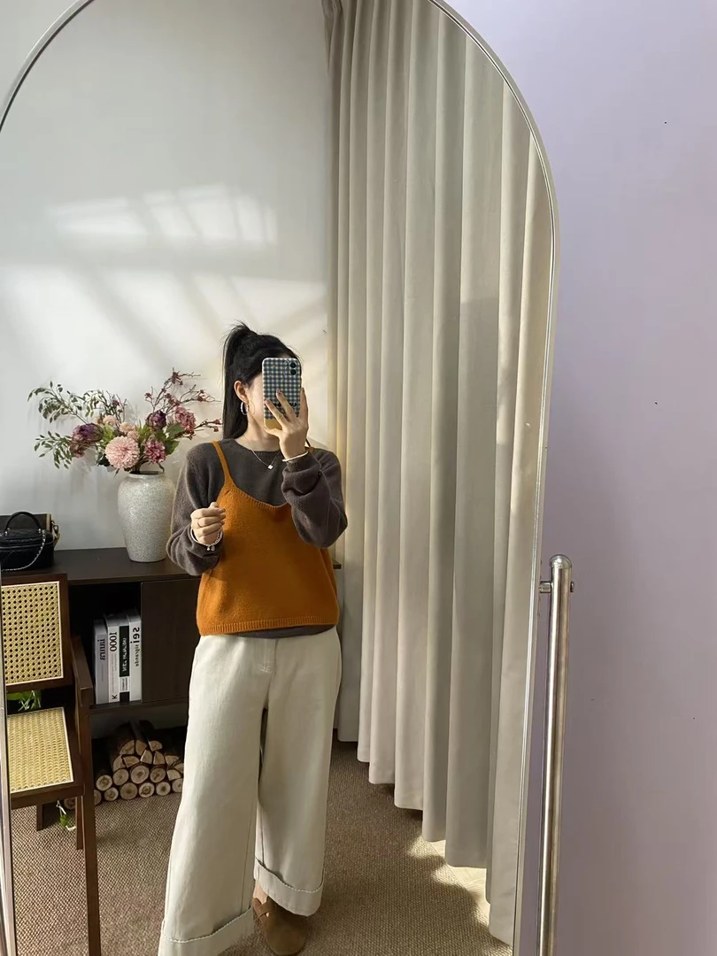 【慧慧精选】秋季新品 法式叠穿两件套毛衫