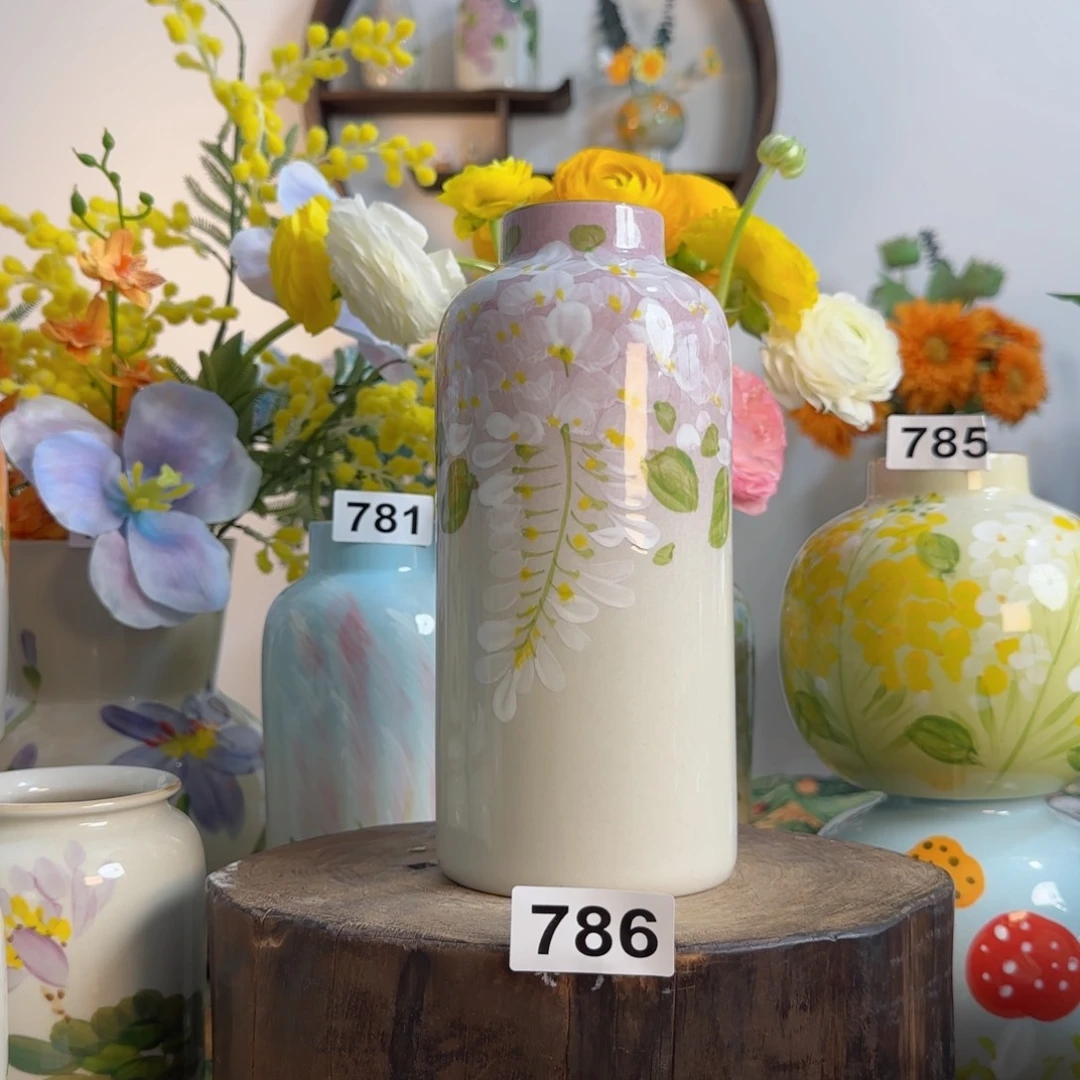 摆件景德镇原创陶瓷手绘花瓶摆件无孔