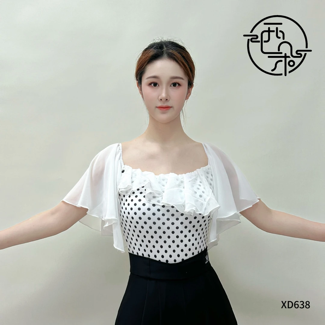 西朵舞服波点清新露背款摩登舞练功服上衣XD638