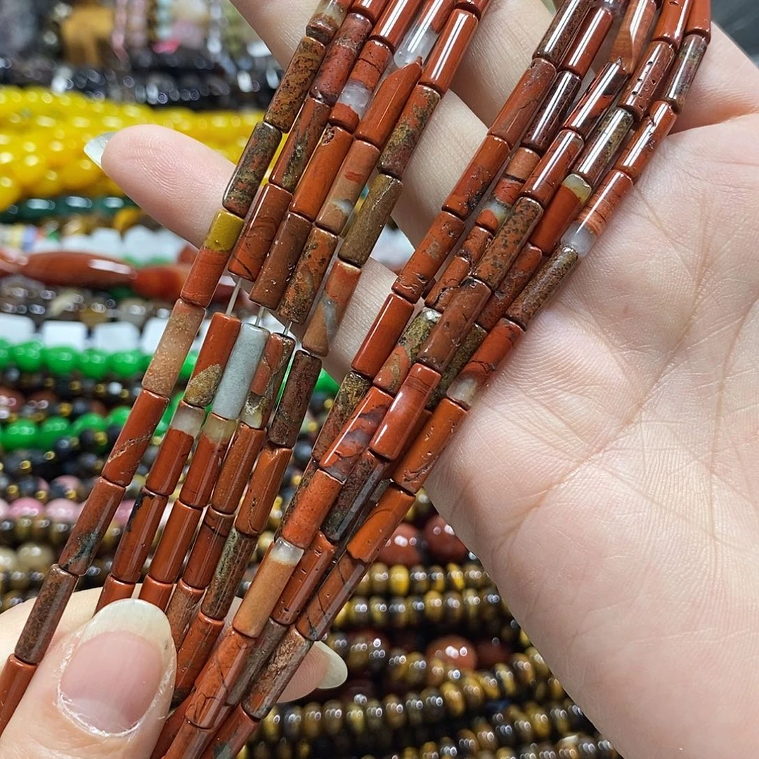 玛瑙/玉髓未镶嵌珠宝半成品红石管子一条卡4*13mm