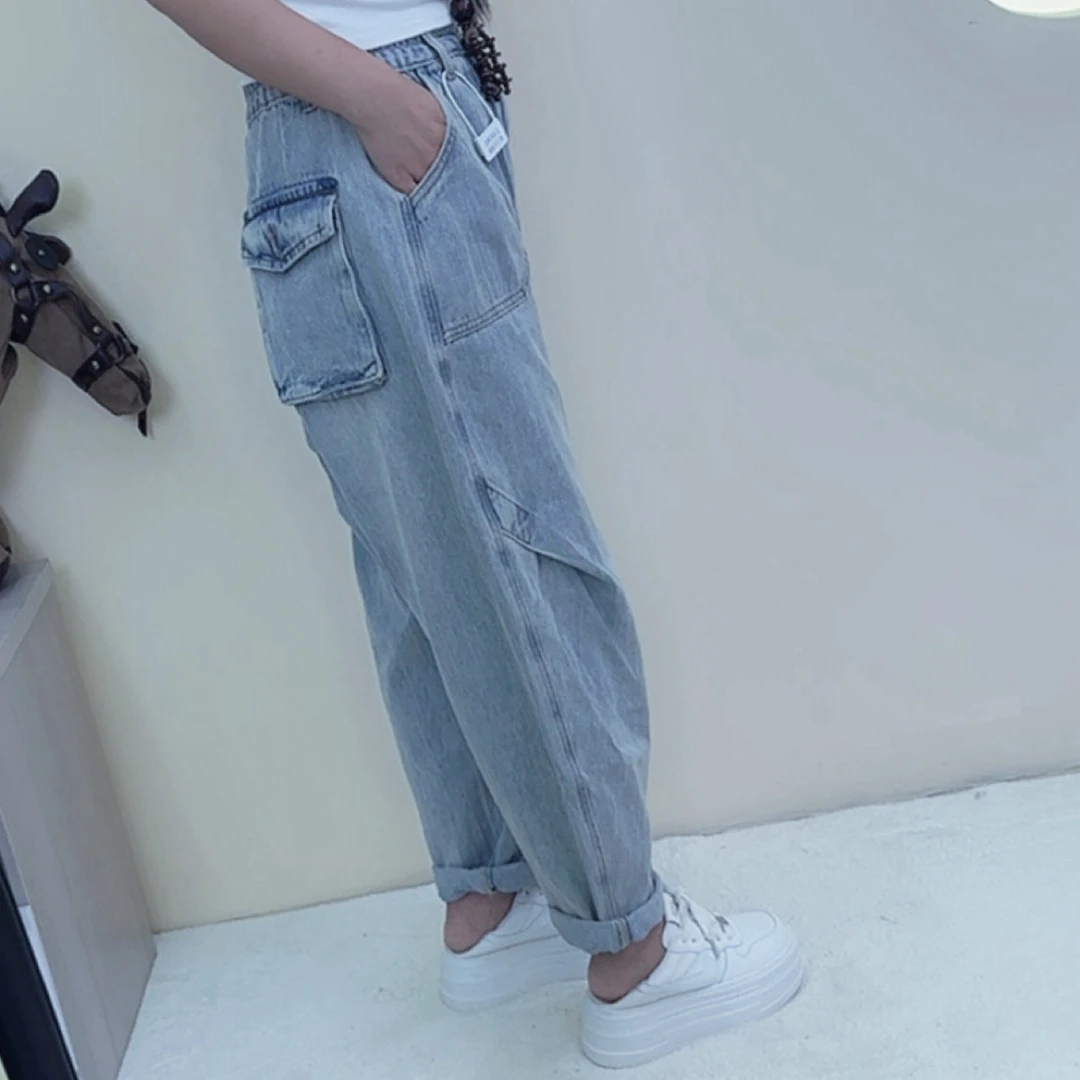 牛仔裤中腰立体剪裁秋季水洗裤子