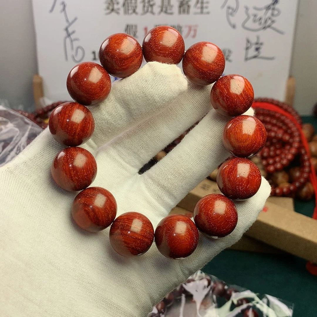 檀香紫檀（小叶紫檀）手串/手链18金星原汁原味无胶无蜡