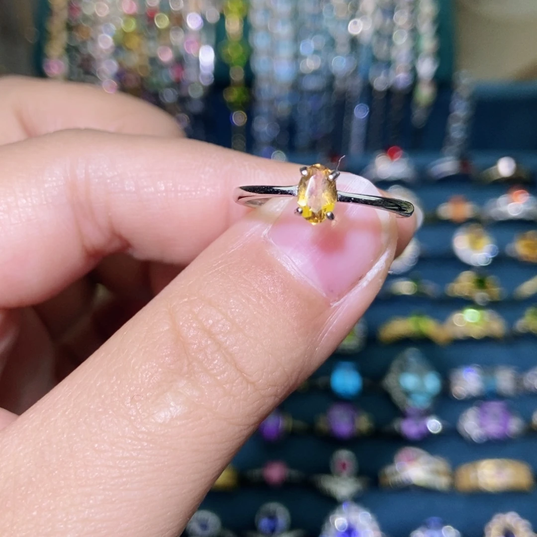 银S925镶嵌戒指黄晶