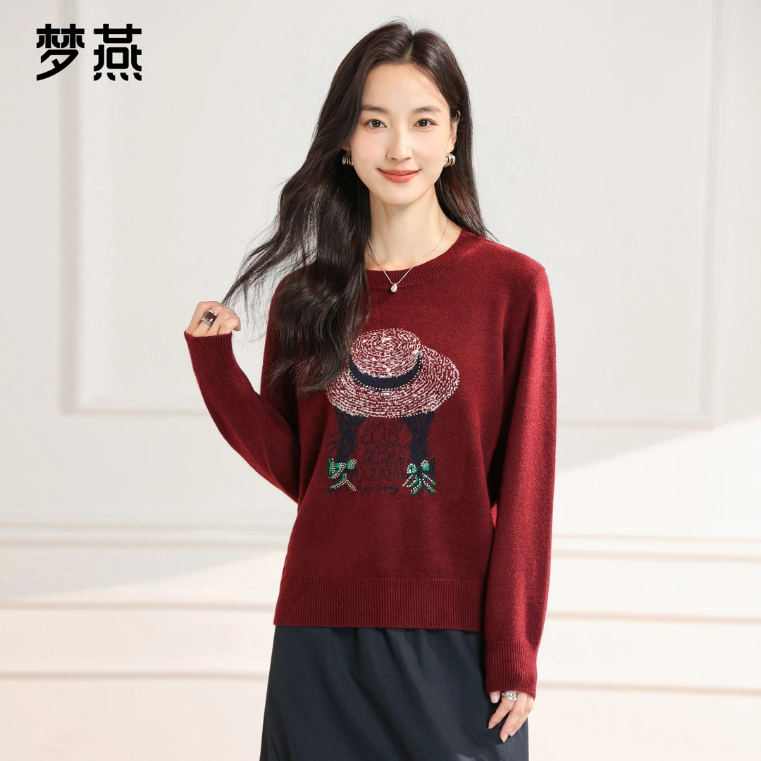 梦燕秋冬女款时尚百搭气质大方宽松休闲舒适简约针织衫CC02B5008