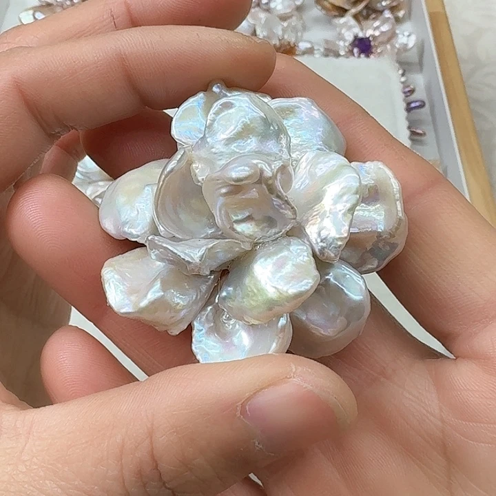 淡水珍珠胸饰银S925镶嵌