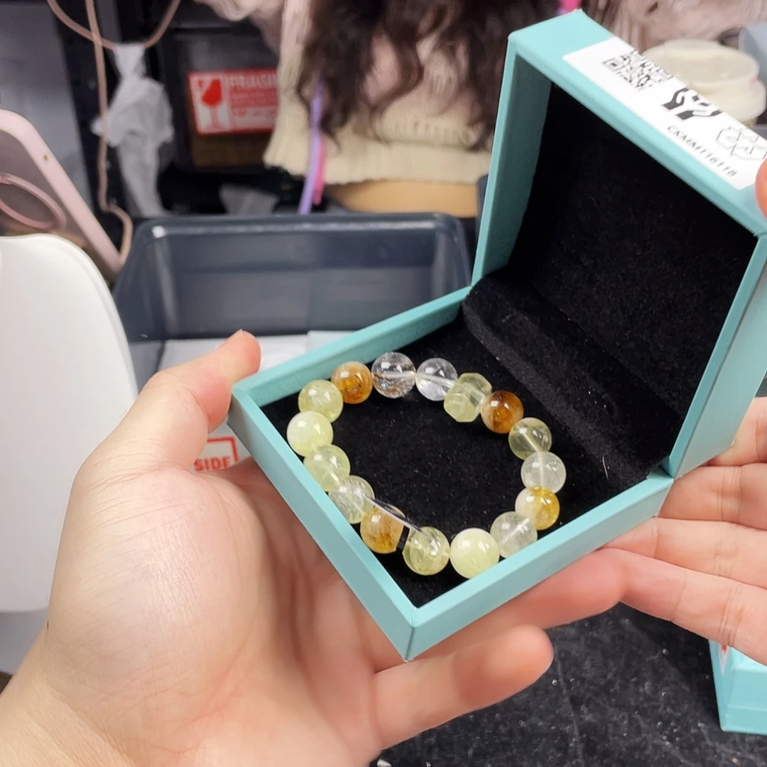 水晶手串银S925镀金镶嵌