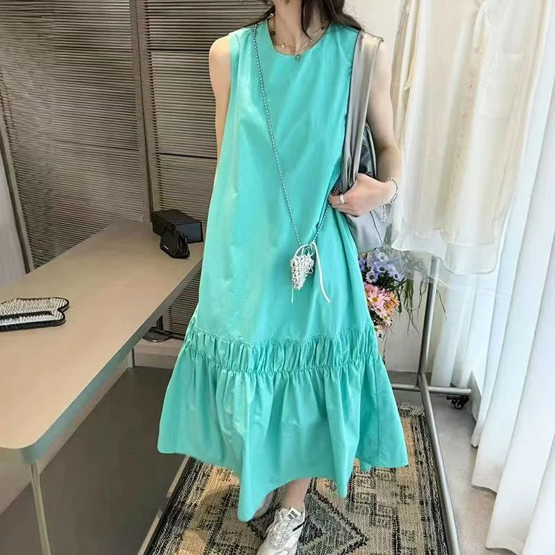 【欧洲站】后背小心机超美的湖蓝色连衣裙