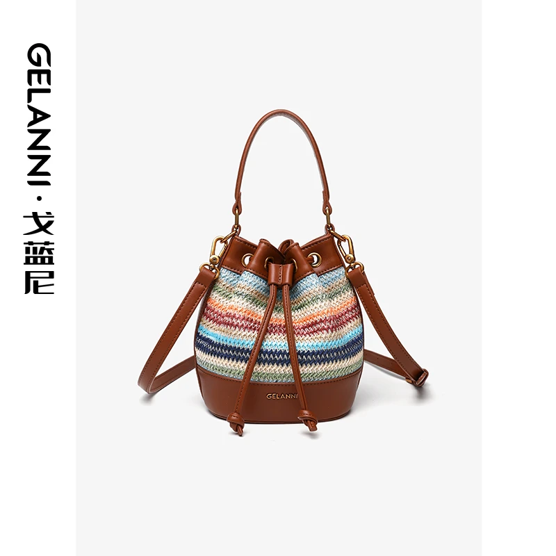 【不退差价】GELANNI波西米亚抽绳水桶包GLN2475639彩色