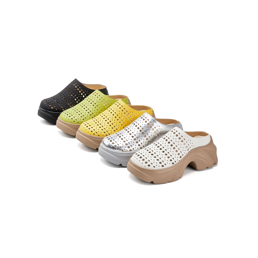 7CM夏季新款欧诺风洞洞厚底时尚高跟拖鞋女包头透气2211