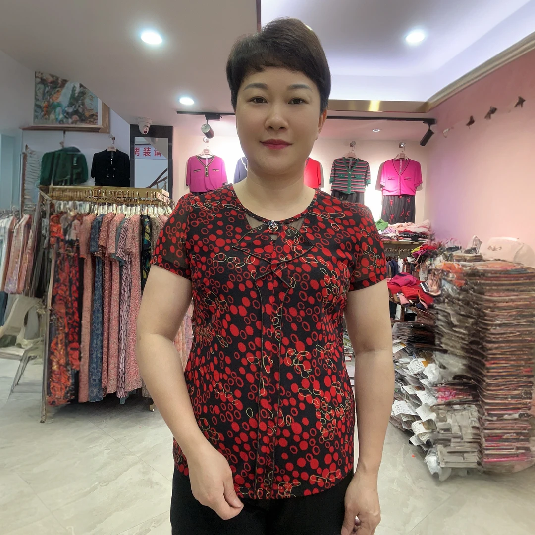 【活动款】2025夏季新款88597台湾丝气质百搭时尚妈妈装上衣 花帝