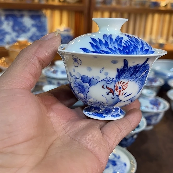 錡镇堂手工手绘盖碗