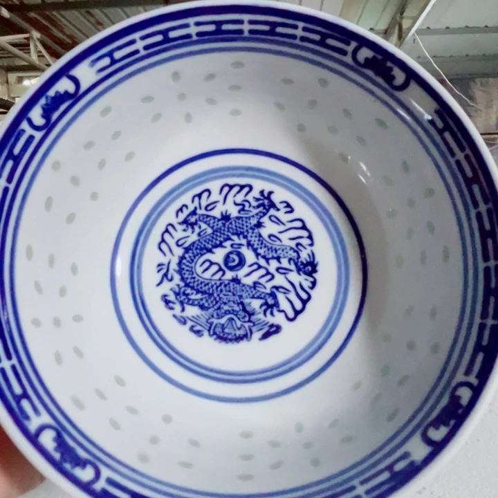 青花玲珑6寸面碗龙纹