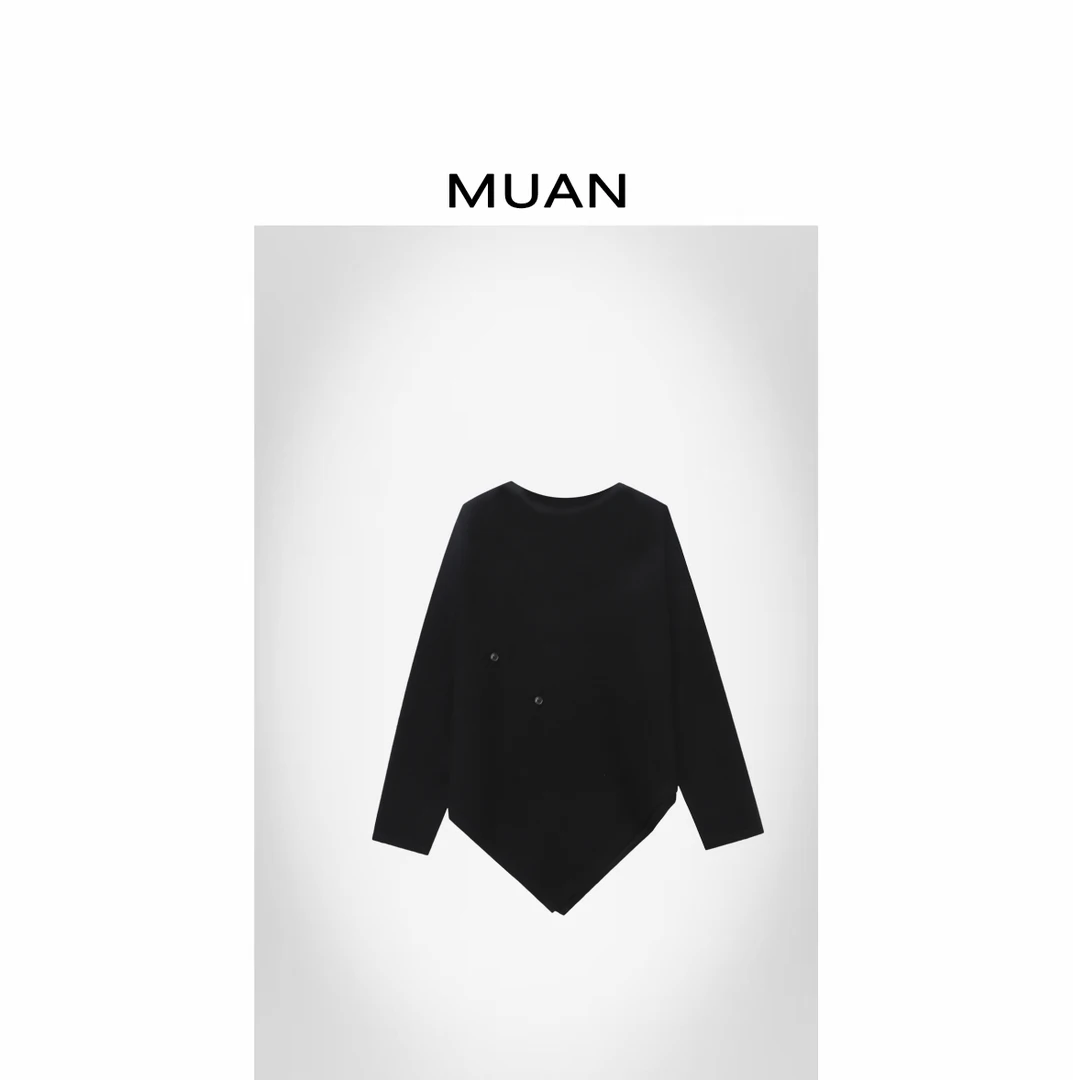 木岸MUAN：《匈牙利长袖T》定制不规则简约高级上衣宽松女D-HH-6028