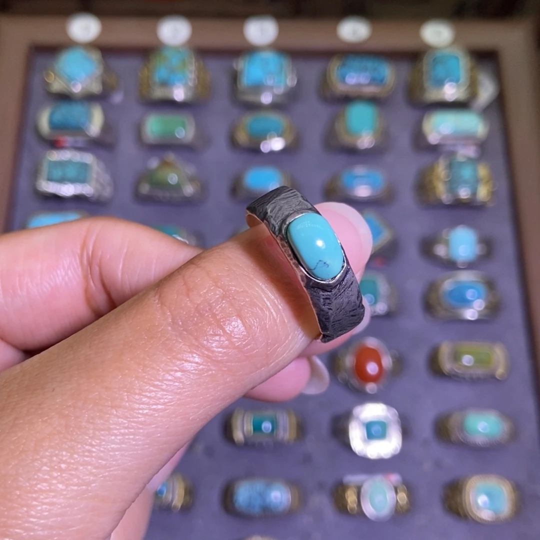 绿松石银S925镶嵌戒指