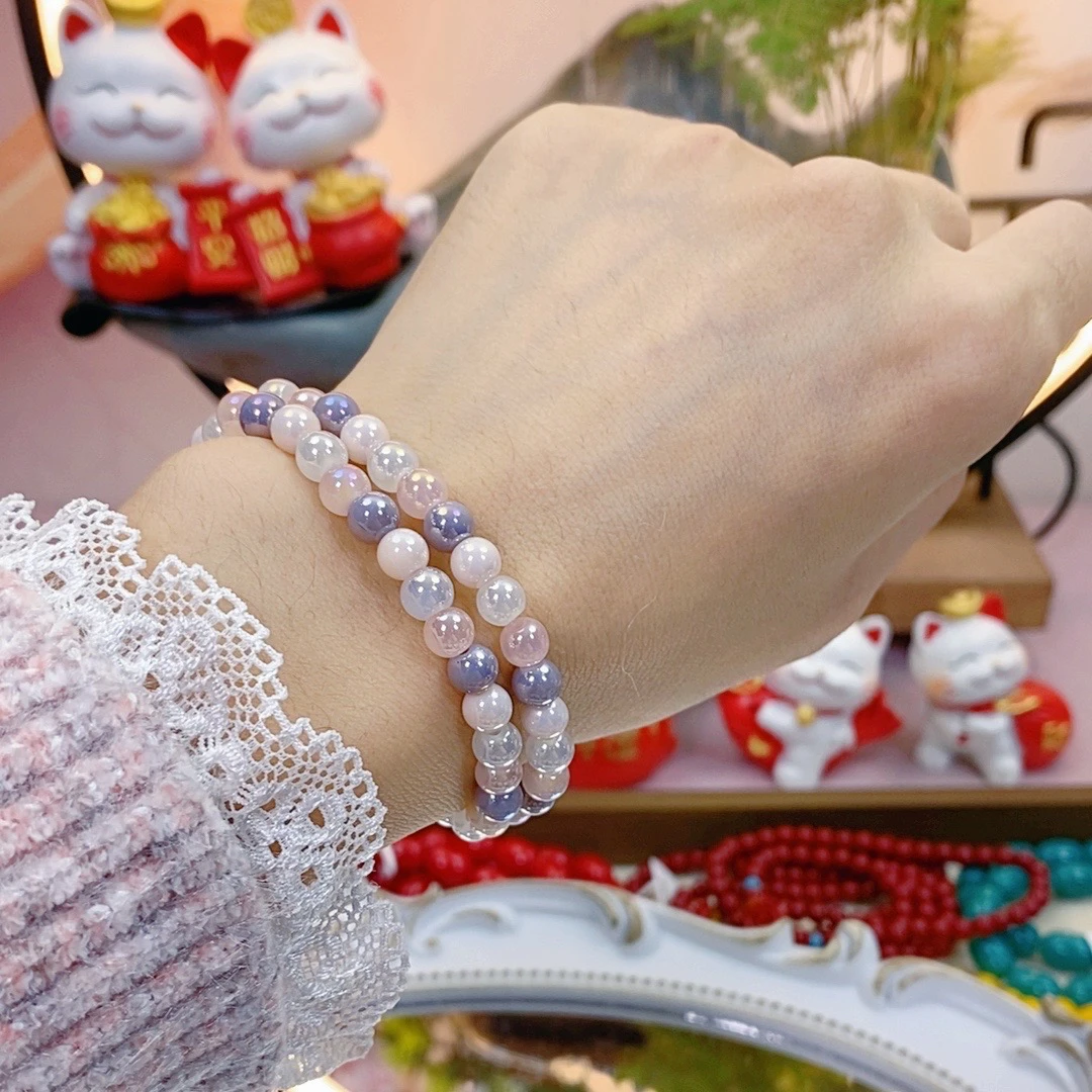 924卡6MM圆珠双圈圆珠DIY串珠手串女