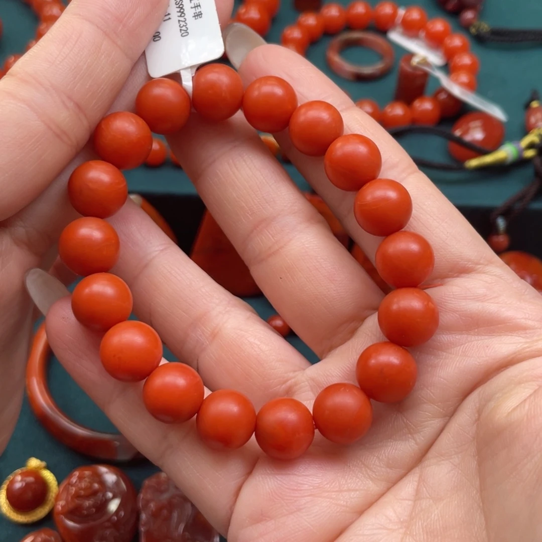 南红玛瑙未镶嵌保山南红哑光单圈手串10mm