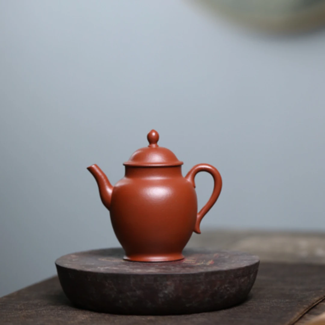 佳作鉴赏  无尽宫灯 紫砂壶 朱泥 容量：100cc