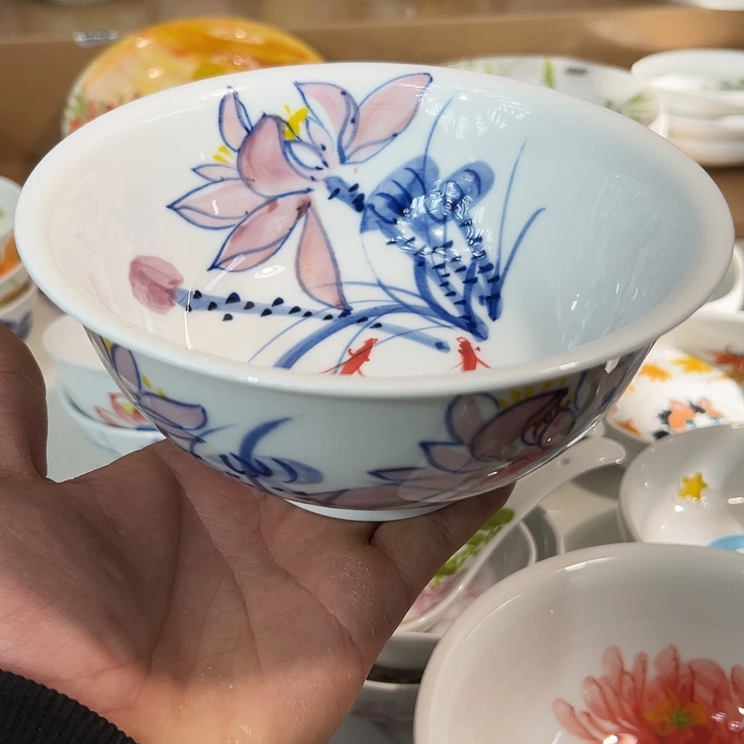 陶瓷景德镇高温釉下陶瓷7寸手工碗