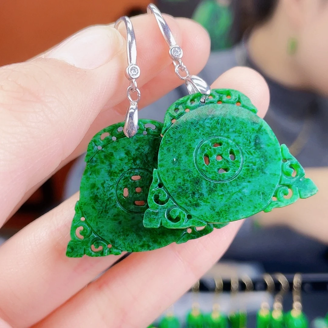 翡翠银S925镶嵌耳饰