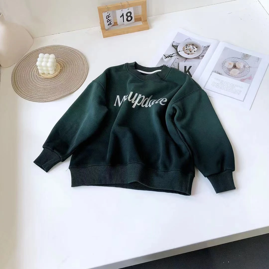 F206小喆大童加绒M字母圆领渐变色卫衣8253