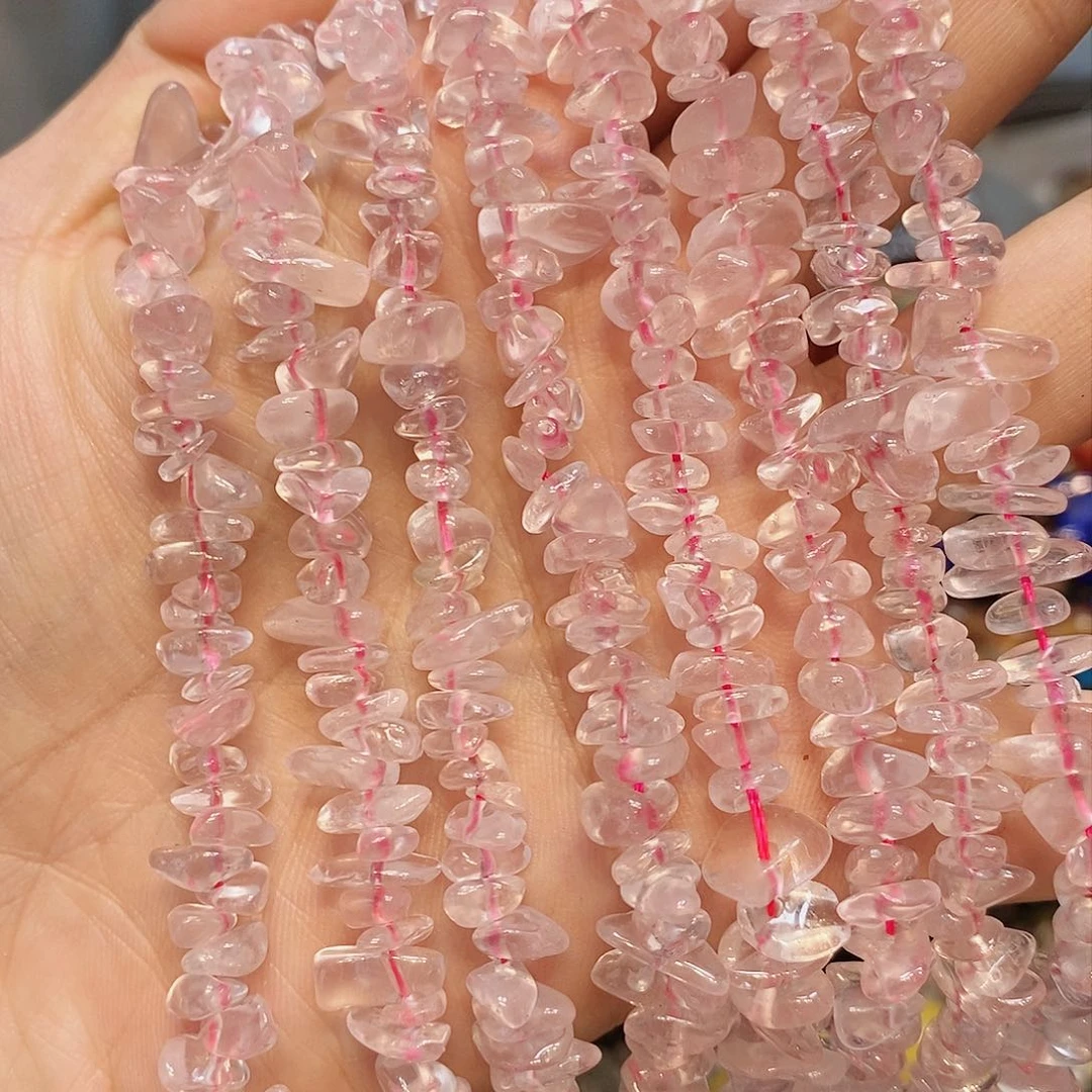 玛瑙/玉髓散珠天然星光粉晶碎一条