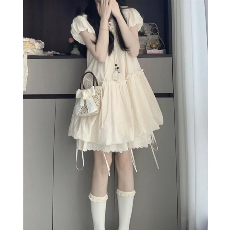 女大童泡泡袖连衣裙夏季初中生学院风甜美女孩可爱小清新公主裙子