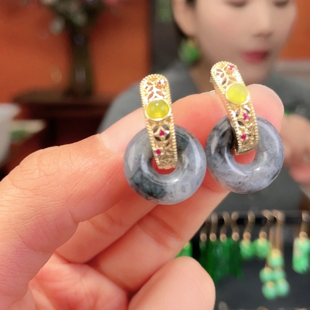 翡翠未镶嵌耳饰饰品