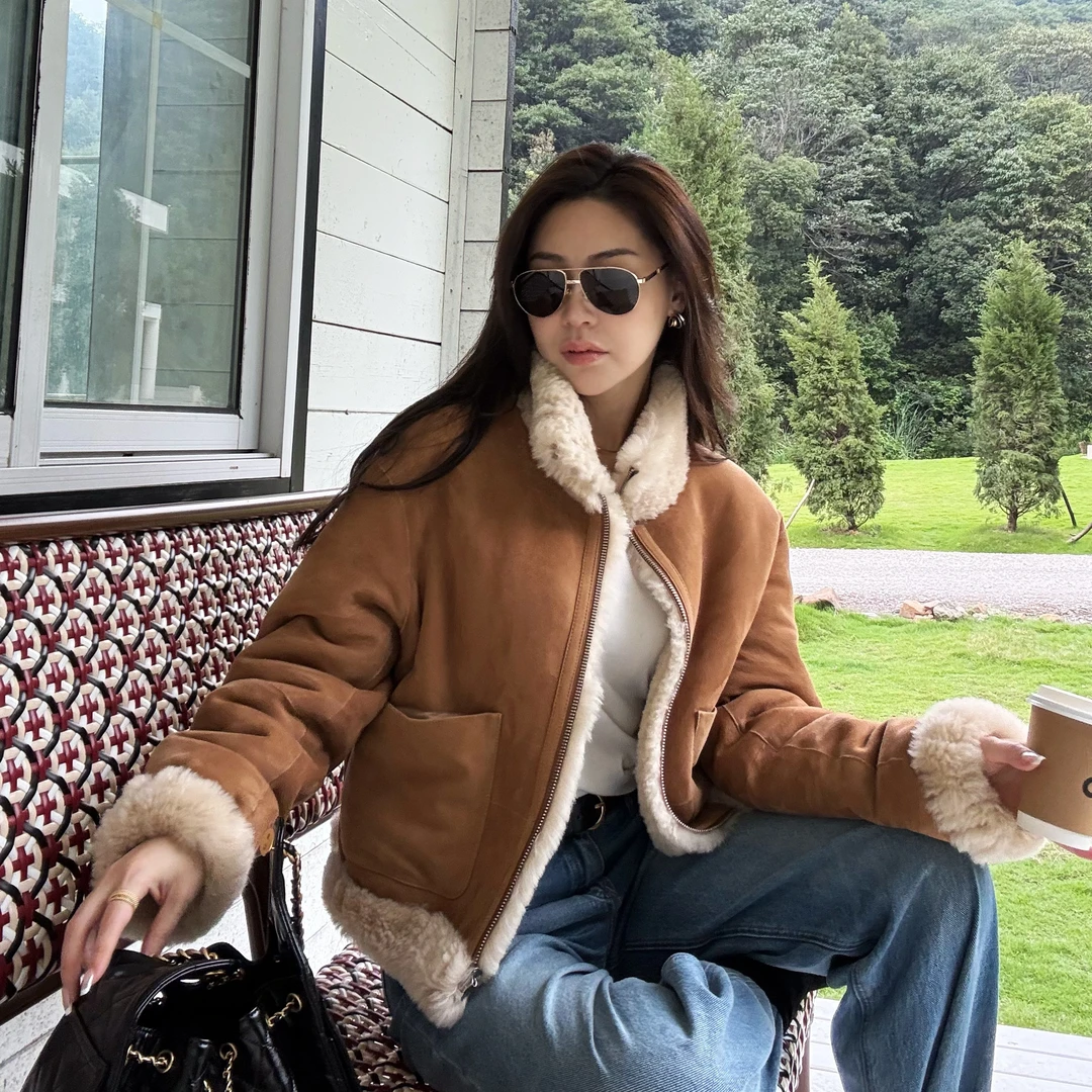 王嬛嬛MsLime25年新【凝脂】土耳其进口羊皮革双面穿外套 HD2C0674