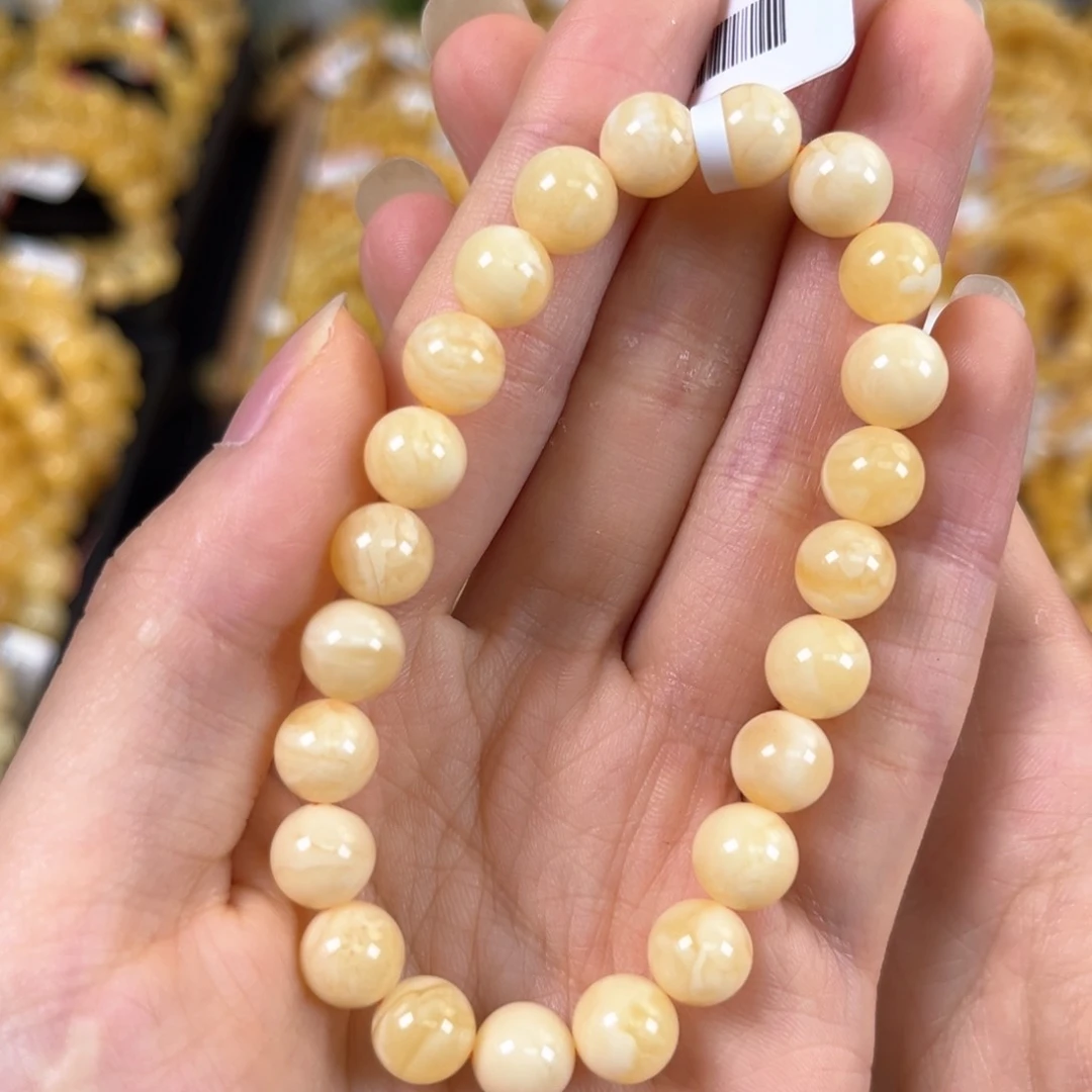 裸石琥珀未镶嵌8+蜜蜡瓷白花