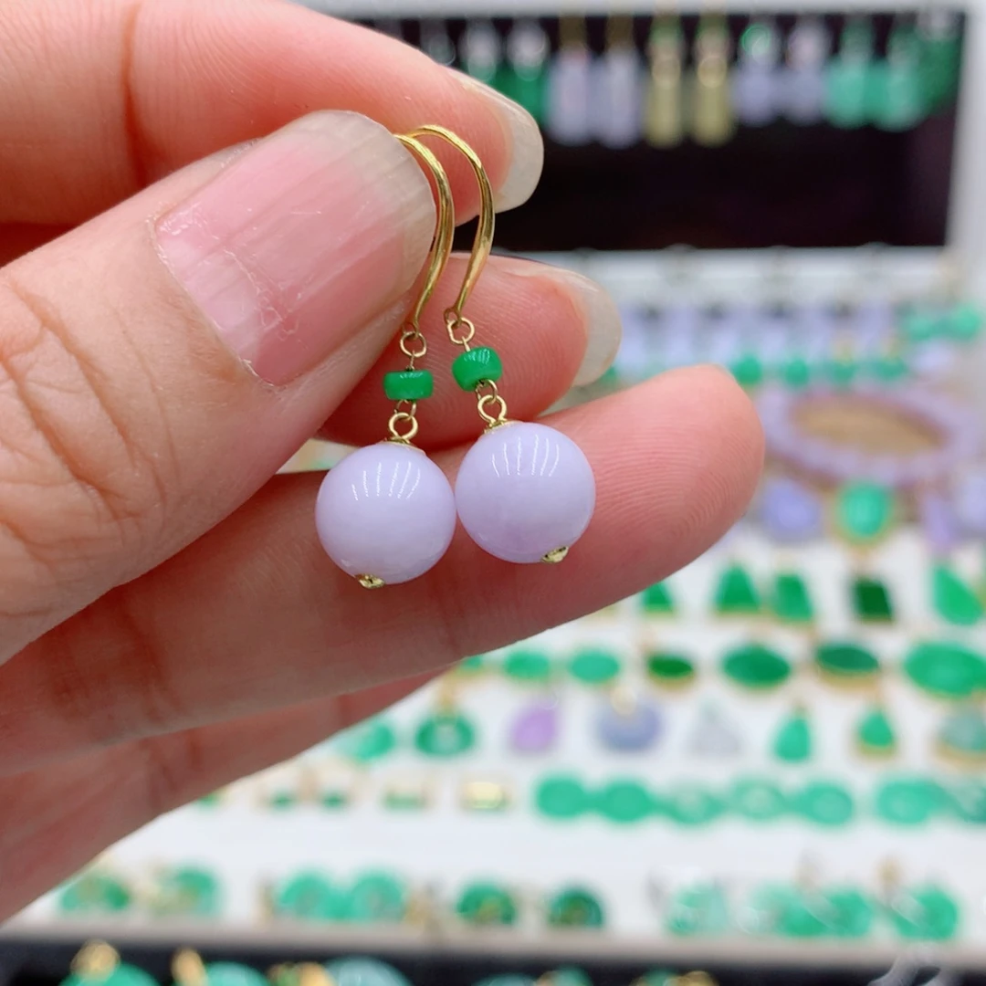 翡翠18K金镶嵌耳饰