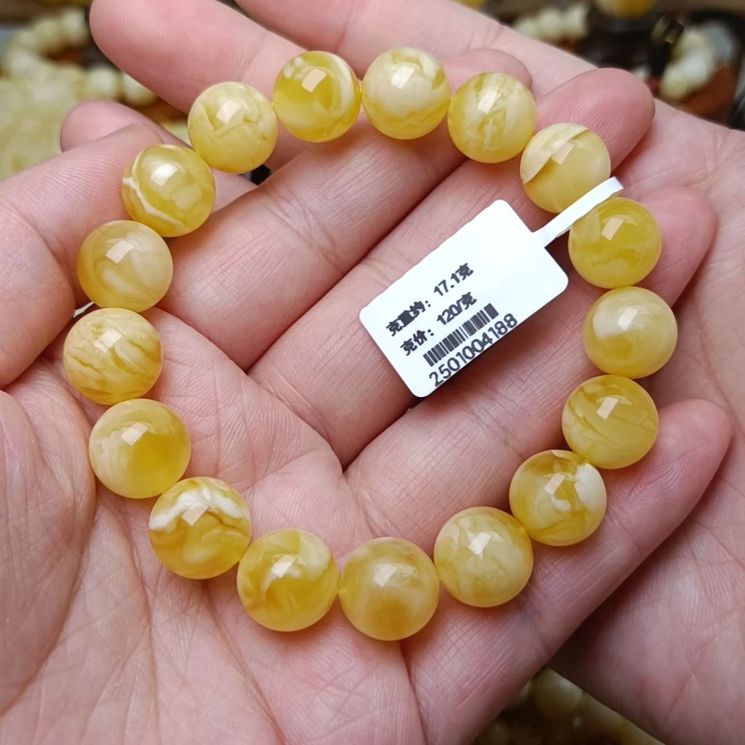 蜜蜡手链未镶嵌12圆珠蜜糖溶洞妖花