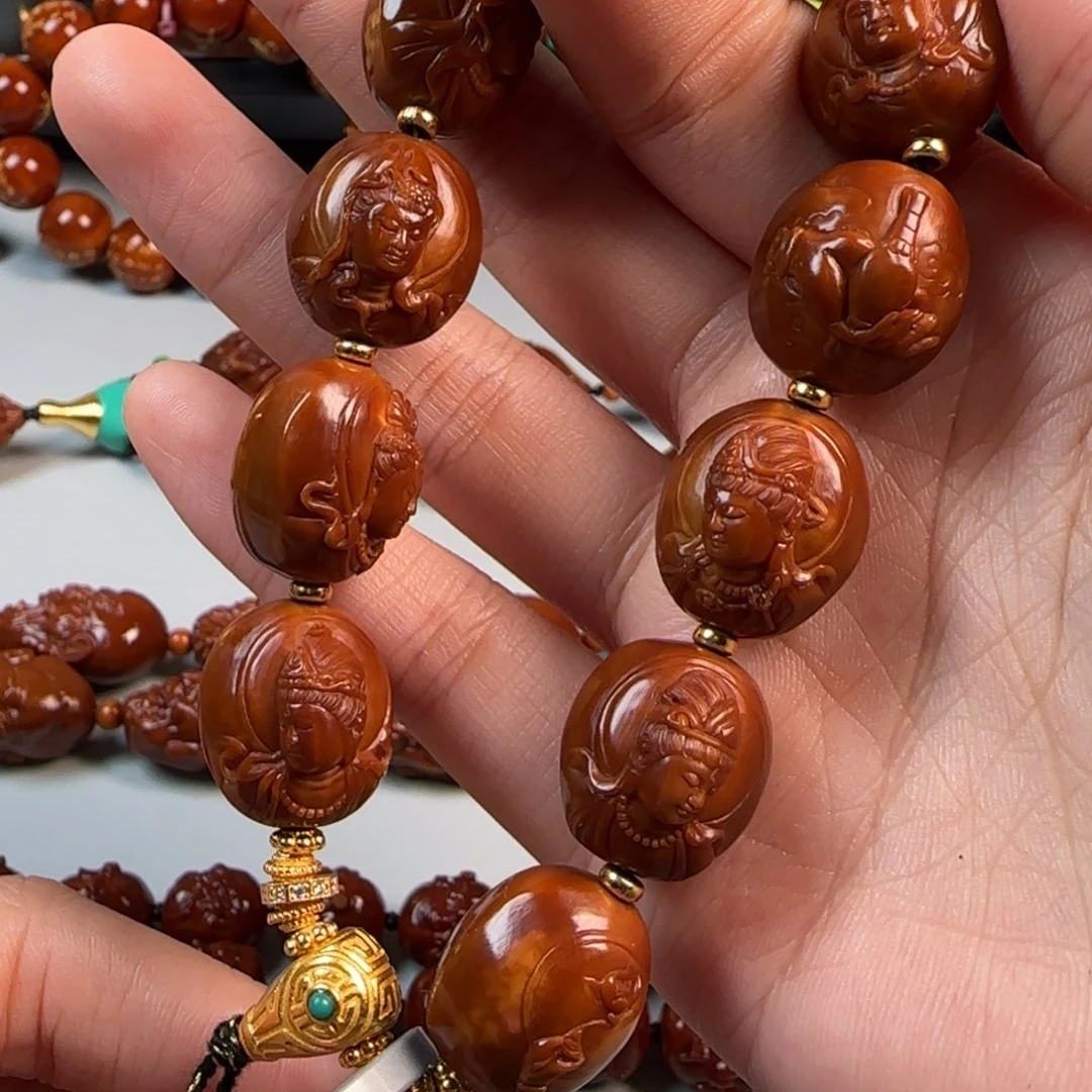 手串橄榄核鸡血红核观音手串