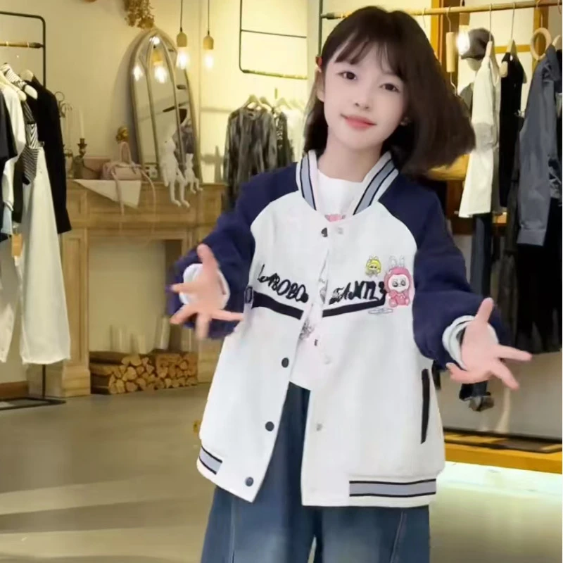 戴维贝贝新品女童春秋款外套2025新款洋气儿童休闲棒球服中大童秋