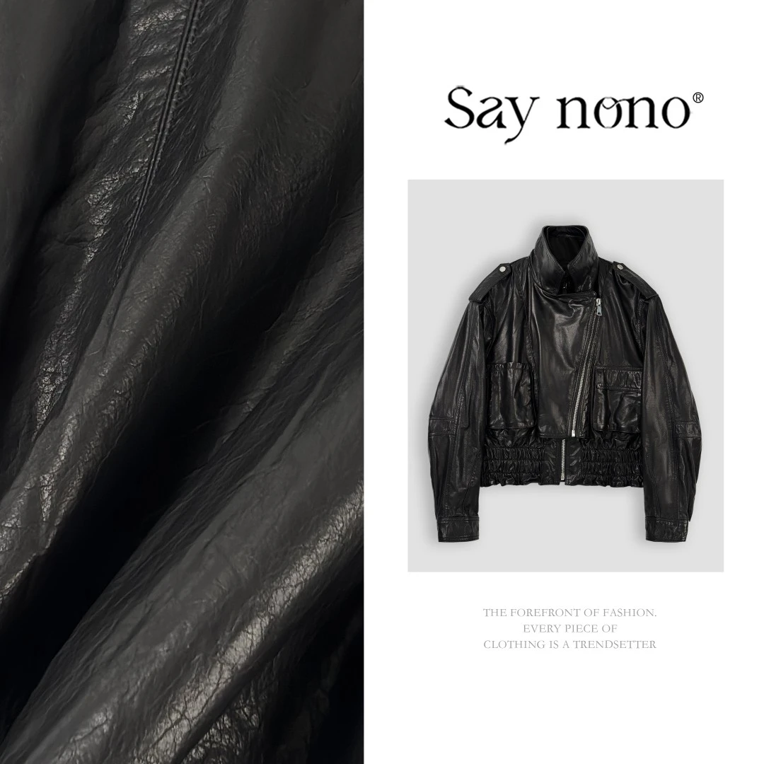 懒猫nono│Saynono 秋季百搭时尚女式机车风皮衣短款女装 GY5920WY