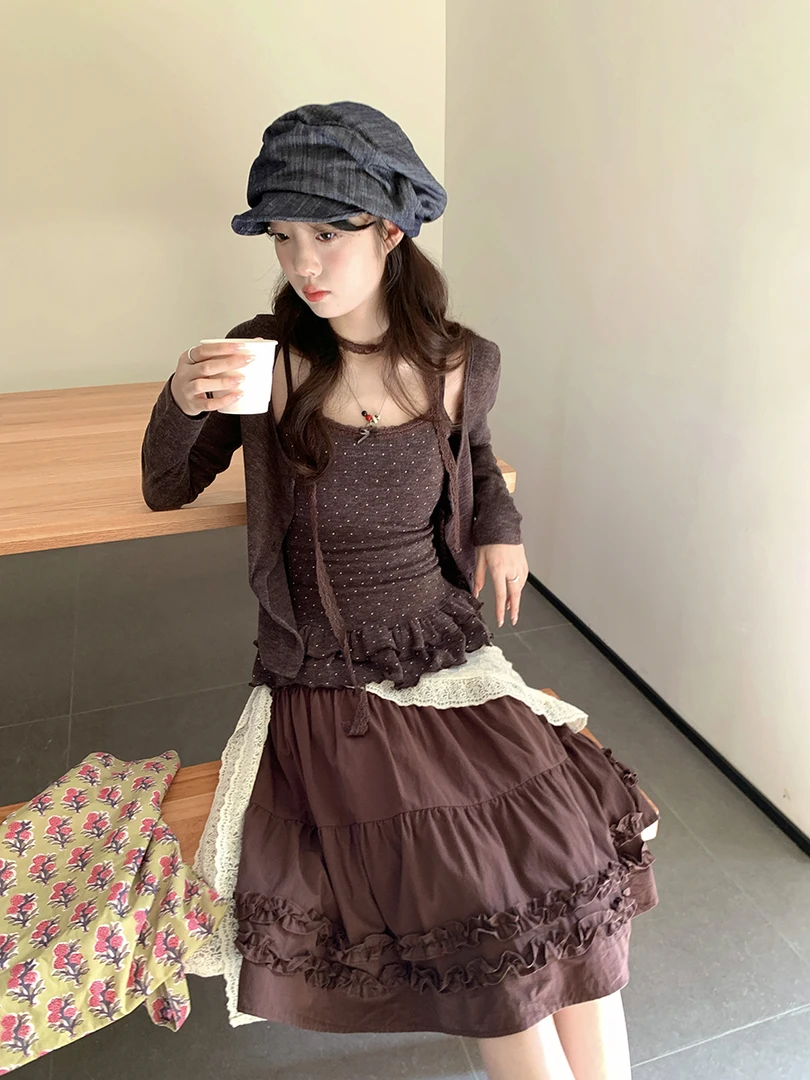 hollyii 韩系温柔气质百搭纽扣款吊带+开衫女两件套秋季2025新款