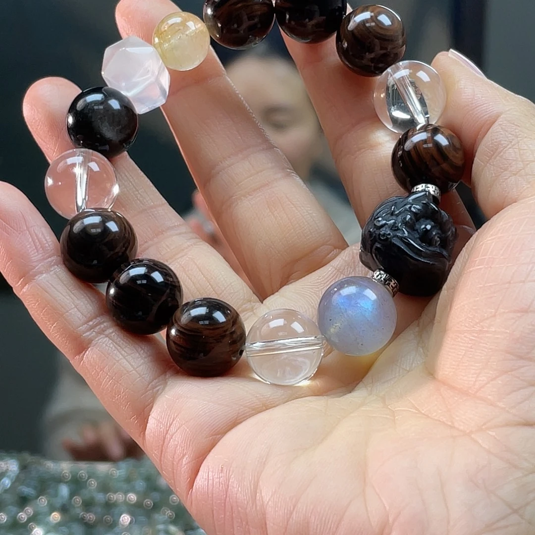 D***g黑曜岩未镶嵌手链黑曜