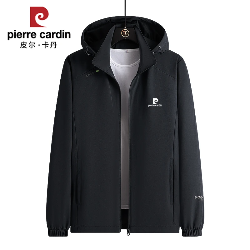 皮尔卡丹春秋季新款男士可拆卸连帽运动休闲宽松薄款夹克外套男款