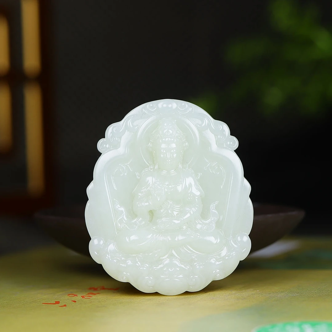 101525和田玉白玉观音挂件