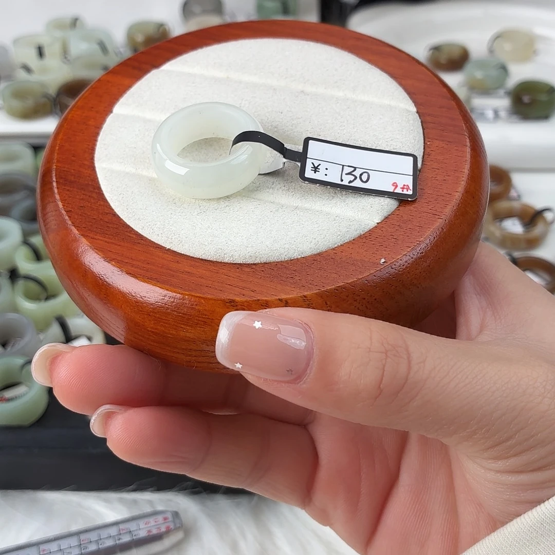 和田玉未镶嵌戒指Q33白玉轮胎内径16.1港码12